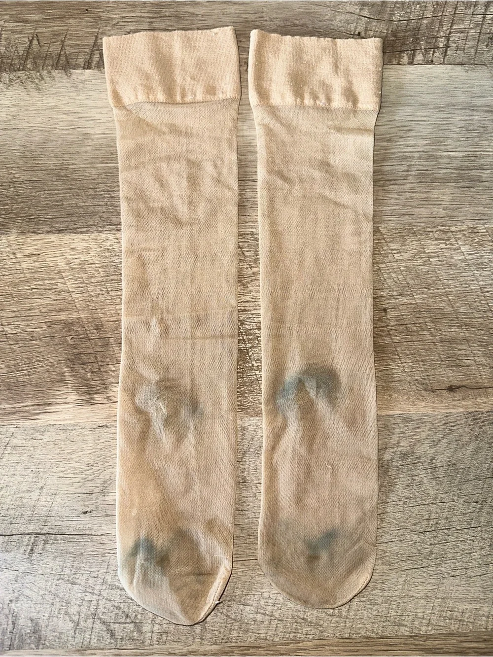 Sheer Beige Knee-High Stockings - Pair